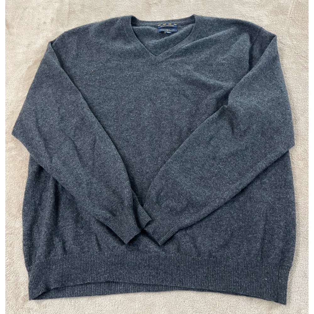 Club Room Estate 2-Ply Cashmere Sweater Men's Size L Charcoal Gray Crewneck EUC